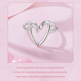 925 Sterling Silver Simple Heart Open Ring