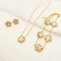 Stainless Steel Flower/Five Leaf 3 piece Set - 4 Colours
