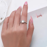 925 Sterling Silver Round Rainbow CZ Ring