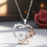 Fashion Rose Butterfly Heart Necklace
