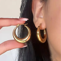 Stainless Steel Hoop Earrings - 2 Colours - 4 Options