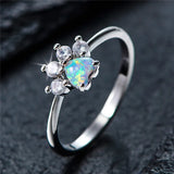 Fashion Created Opal/CZ Paw Ring - 3 Colours