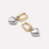 925 Sterling Two Colour Love Heart Drop Earrings