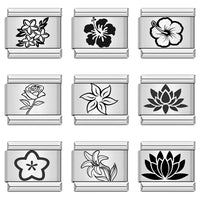 Stainless Steel Flower Italian Charm - 9 Options