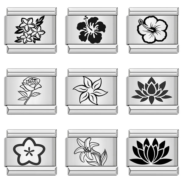 Stainless Steel Flower Italian Charm - 9 Options