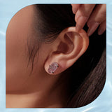 Fashion/925 Sterling Silver Amethyst Raw Crystal Stud Earrings