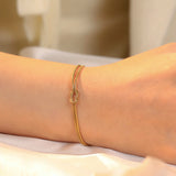Stainless Steel Love Knot Double Snake Chain Bracelet - 2 Colours