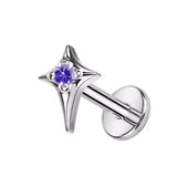 Titanium Purple Star Zirconia Body Piercing Stud - 11 Sizes