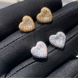 Fashion Micro Pave Cubic Zirconia Heart Earrings - 2 Colours