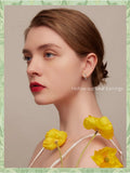 925 Sterling Silver Simple Hollow out Leaf Hoop Earrings