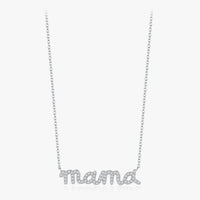 925 Sterling Silver Pave Setting CZ mama Necklace - 2 Colours