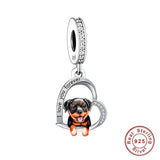 925 Silver Love You Forever Dog Hanging Charm - 33 Options