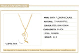 Stainless Steel Birth Flower Necklace - 2 Colours - 12 Options