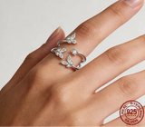 925 Sterling Silver Multi Layer Butterfly Open Ring