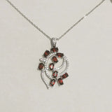 925 Sterling Silver Flourish Garnet Necklace