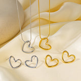 Stainless Steel Hollow Distorted Heart Earrings/Necklace Set