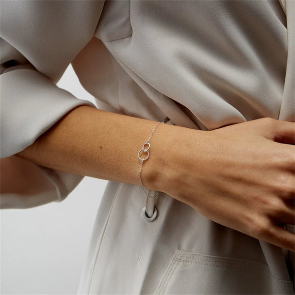 Stainless Steel Simple Double Circle Bracelet - 2 Colours
