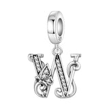 925 Sterling Silver CZ Butterfly/Letter Hanging Charm