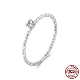 925 Sterling Silver Dainty Moissanite Rope Ring
