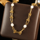 Stainless Steel Asymmetric Gold Colour Necklace - 9 Options