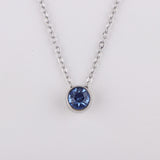 Stainless Steel Round Birthstone Pendant Necklace - 2 Colours - 12 Options