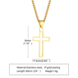 Stainless Steel Hollow Cross Necklace - 4 Lengths - 4 Chain Types - 3 Colours