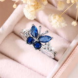 Fashion Blue CZ Butterfly Ring - 2 Colours