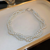 Fashion Plaited Pearl Choker Necklace