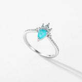 925 Sterling Silver Crown Paraiba Tourmaline Ring