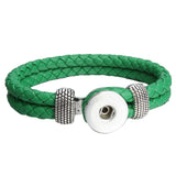 18mm Printed Rope or Plain Leather Snap Bracelet - 41 Options