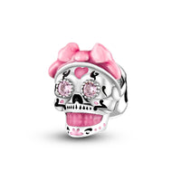 925 Sterling Silver Pink Candy Skull Charm