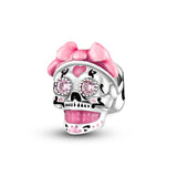 925 Sterling Silver Pink Candy Skull Charm