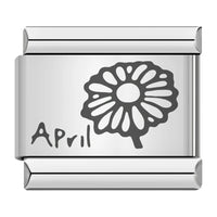 Stainless Steel Month Flower Italian Charm - 12 Options