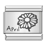 Stainless Steel Month Flower Italian Charm - 12 Options
