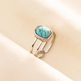 Stainless Steel Turquoise Colour Open Ring - 56 Options
