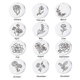 Stainless Steel Birth Month Floral Disc Necklace - 3 Colours - 12 Options
