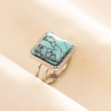 Stainless Steel Turquoise Colour Open Ring - 56 Options
