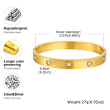 Stainless Steel Cubic Zirconia Classic CZ Bangle - 5 Options