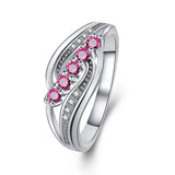 925 Sterling Silver Red/Clear CZ Ring