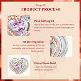 925 Sterling Silver Rose Gold Accent Love Heart Bead Charm