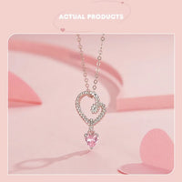 925 Sterling Silver Rope and Pink Heart Charm
