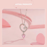 925 Sterling Silver Rope and Pink Heart Charm