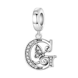 925 Sterling Silver CZ Butterfly/Letter Hanging Charm