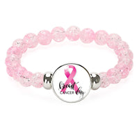 Fashion Breast Cancer Awareness Pink Ribbon Beaded Bracelet  - 8 Options