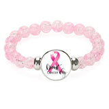 Fashion Breast Cancer Awareness Pink Ribbon Beaded Bracelet  - 8 Options