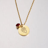 Stainless Steel Birth Month Floral Disc Necklace - 3 Colours - 12 Options