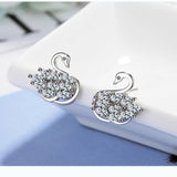 925 Sterling Silver Dainty Swan CZ Earrings