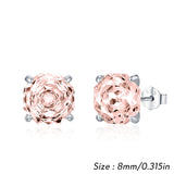 925 Sterling Silver Rose Cut Cubic Zirconia Stud Earrings - 10 Colours