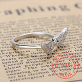 925 Sterling Silver CZ Angel Wing Open Ring - 3 Colours