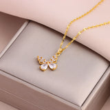 Fashion Stainless Steel Gold Colour Butterfly Pendant Necklace - 6 Options